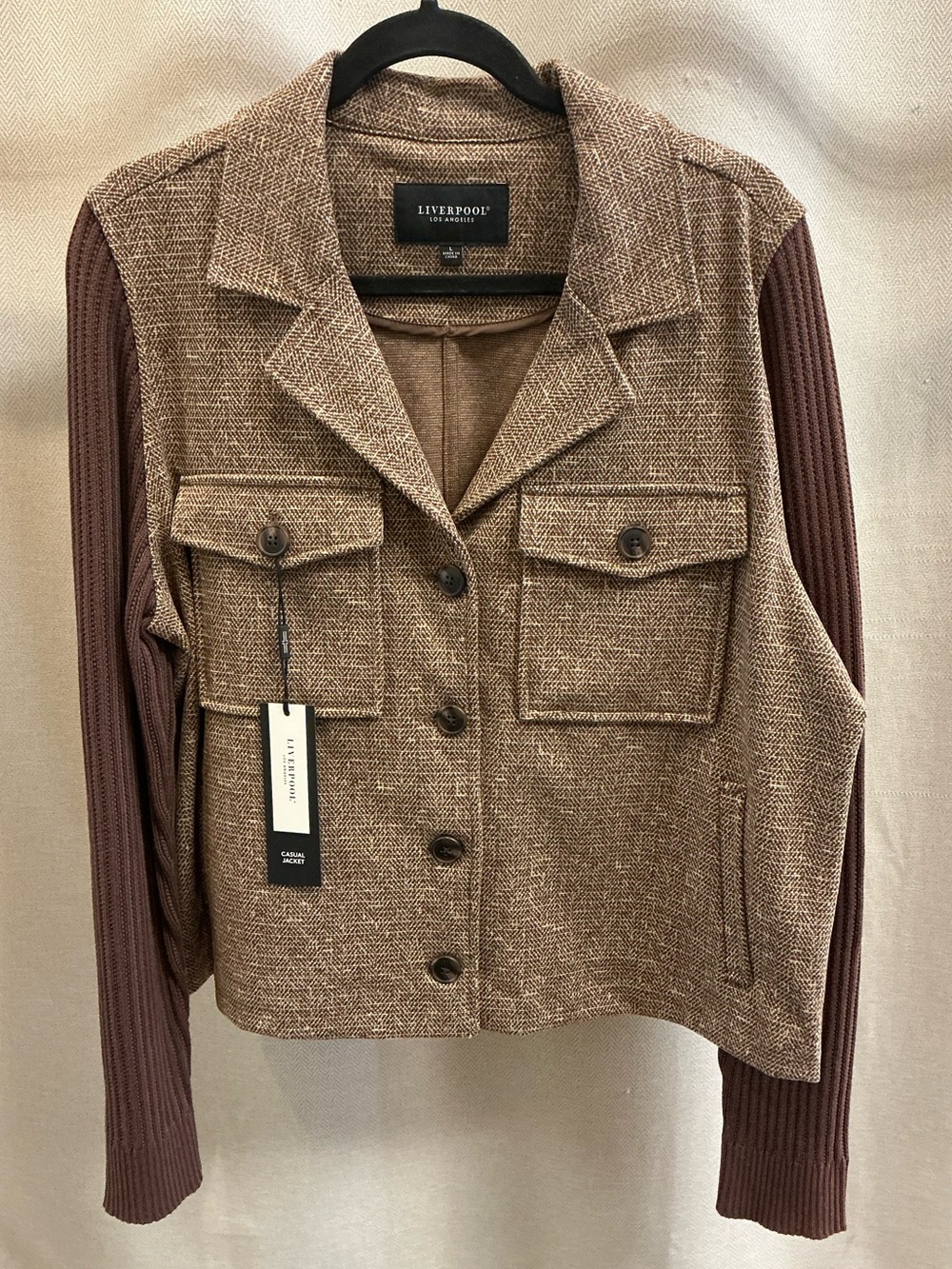 Liverpool Shacket with Sweater Sleeves